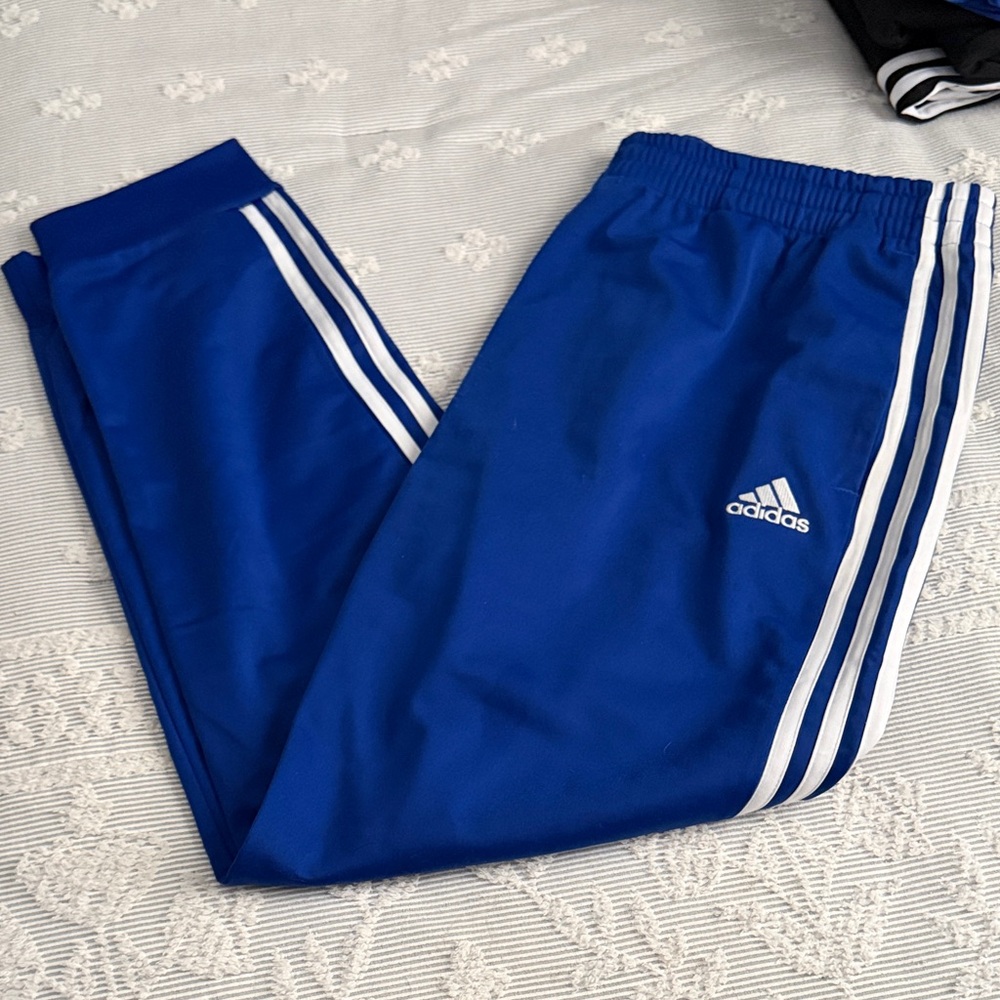 Adidas Men’s Royal Blue Joggers with White Stripes